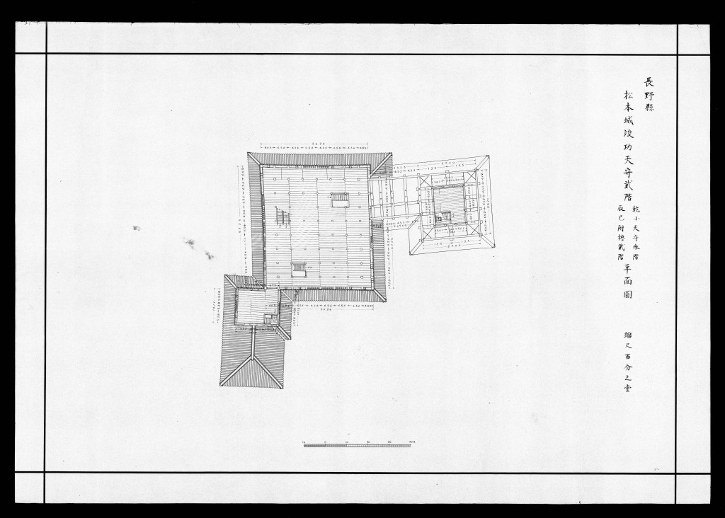 松本城竣功天守二階・乾小天守三階 ・辰巳附櫓二階平面図