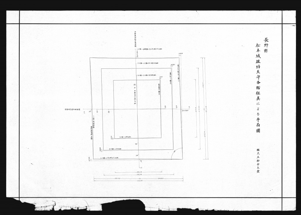 松本城竣功天守各階柱真による平面図